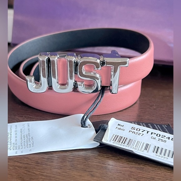 JUST CAVALLI Dusty Rose Leather Silver Buckle Belt Size 80 main image 9